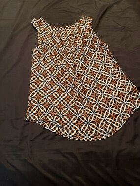 Worthington Black, White and Orange Geometric Tank Top